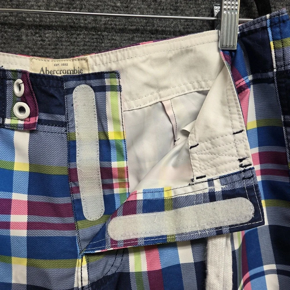 Abercrombie & Fitch Boardshorts Mens Large Plaid Beach Surf Boardwalk Unlined
